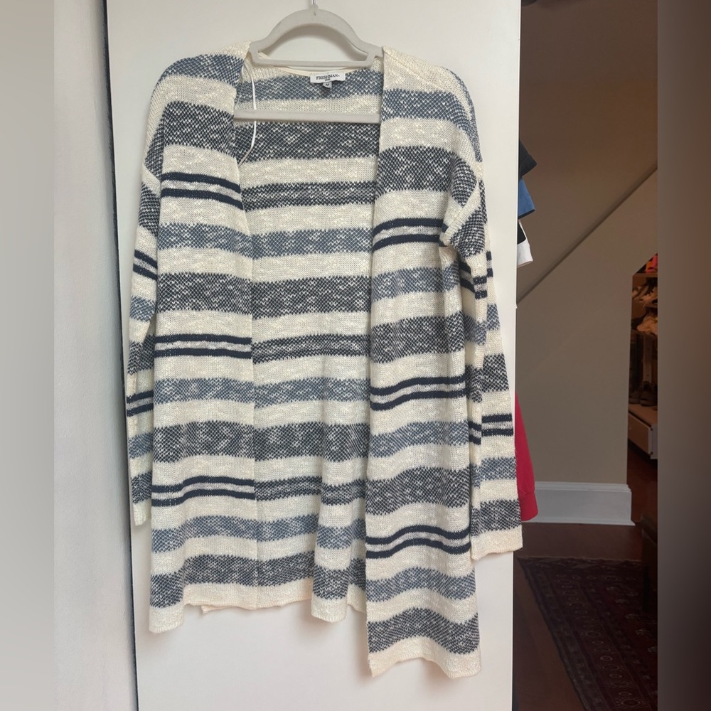 Freshman Navy and Cream Striped Cardigan